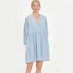 Samsoe Samsoe Jolie Blue Oversized Relaxed Dress Womens Size XXS Long Sleeve